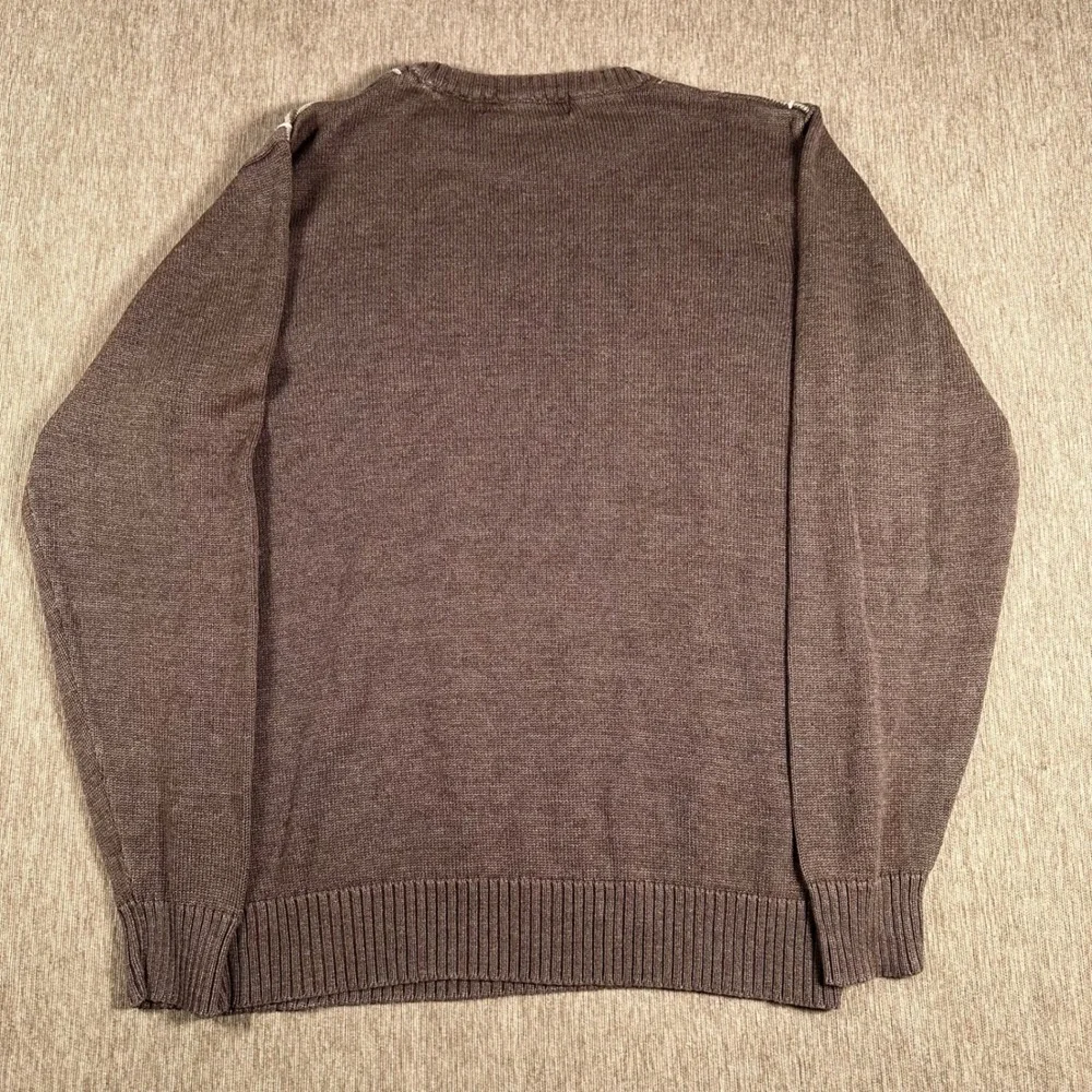 Oscar de la Renta Mens Brown Windowpane Grid Crewneck Sweater Size M
